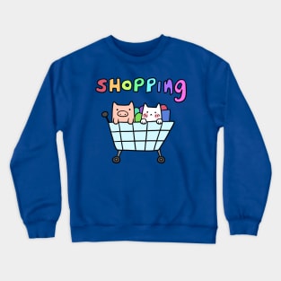 Cat and Pig Shopping Cart Crewneck Sweatshirt